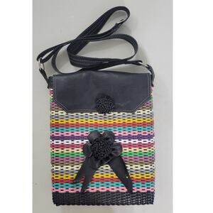 Colorful Crossbody Purse with Flower Boho Hippie Rocker Punk Handbag Funky Cute